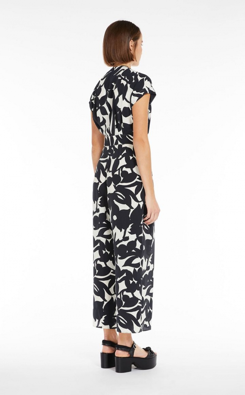 MaxMara In Printed Silk Jumpsuits BLACK | MMR593416