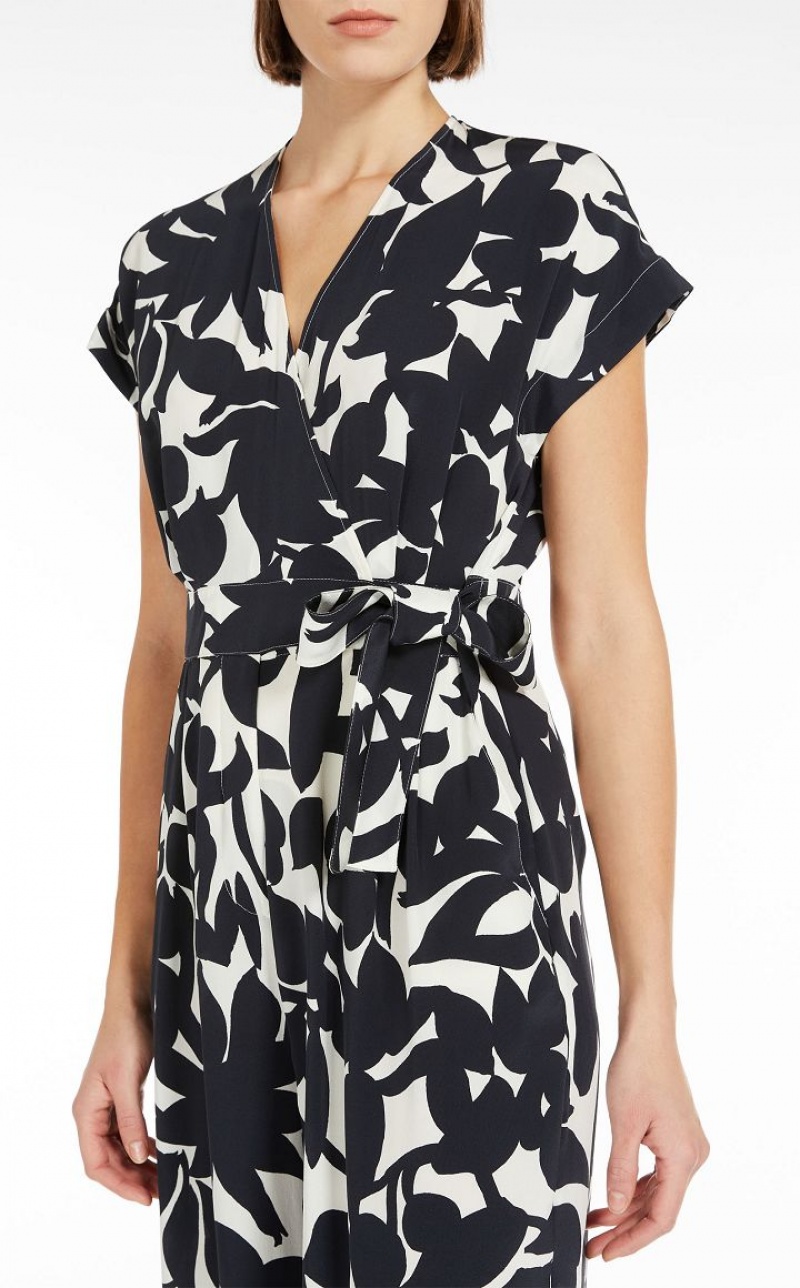 MaxMara In Printed Silk Jumpsuits BLACK | MMR593416