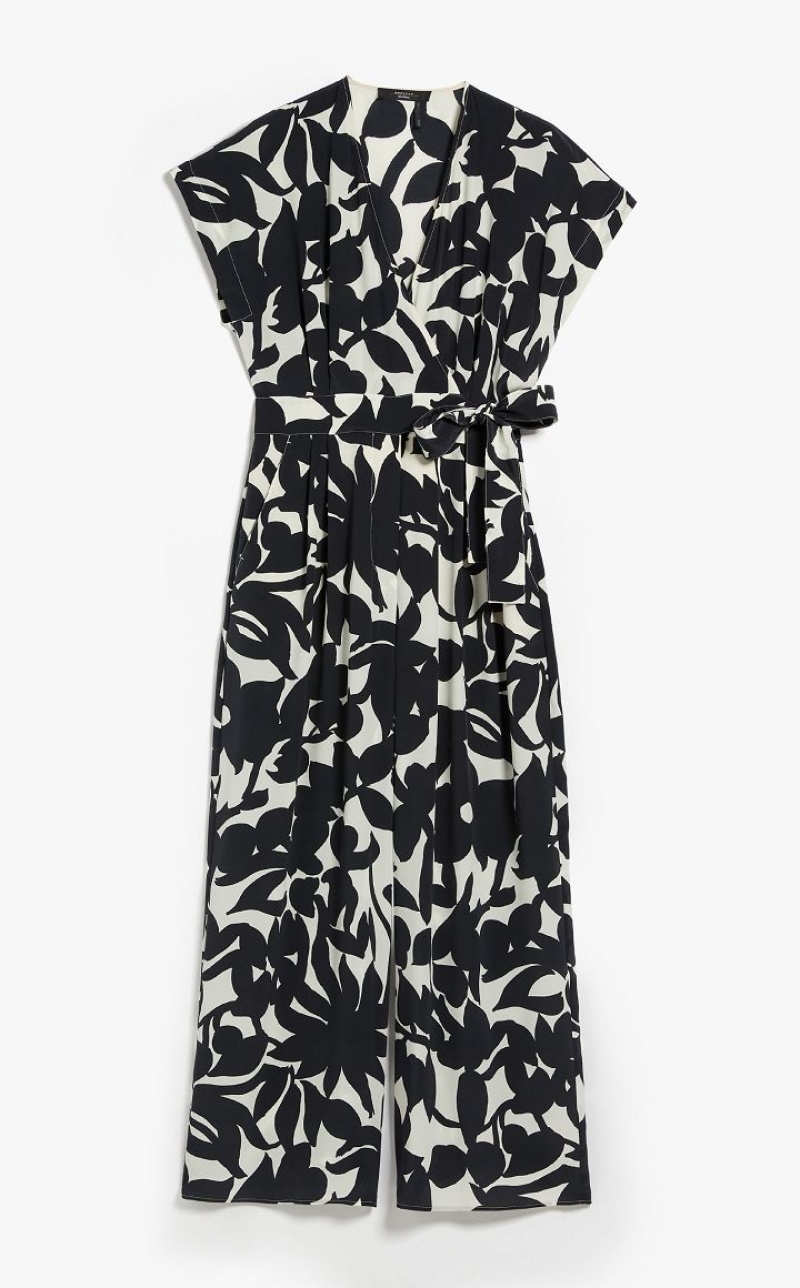 MaxMara In Printed Silk Jumpsuits BLACK | MMR593416