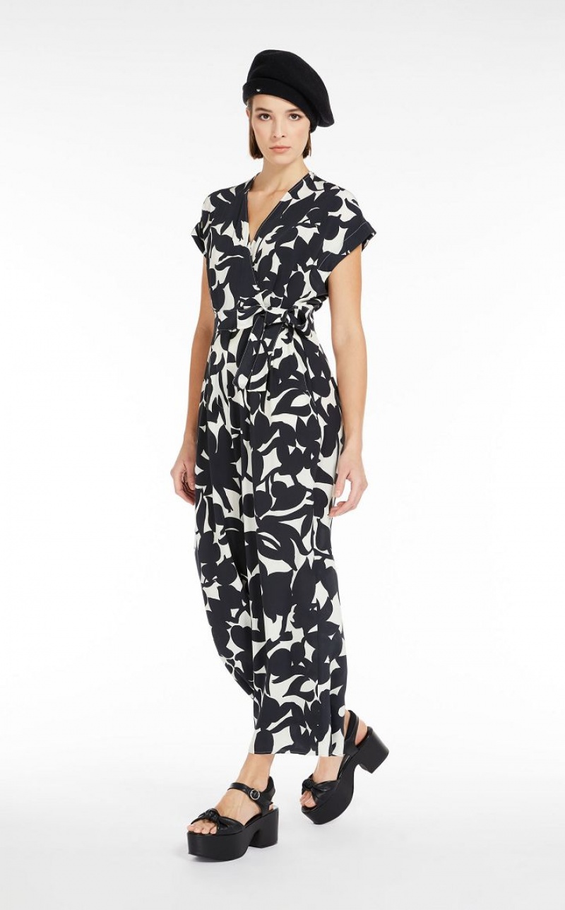 MaxMara In Printed Silk Jumpsuits BLACK | MMR593416