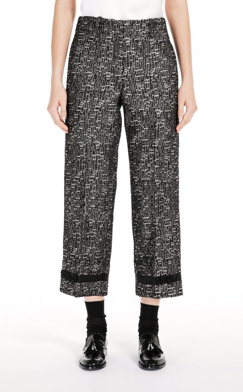 MaxMara Jacquard Cotton Trousers BLACK | MMR593757