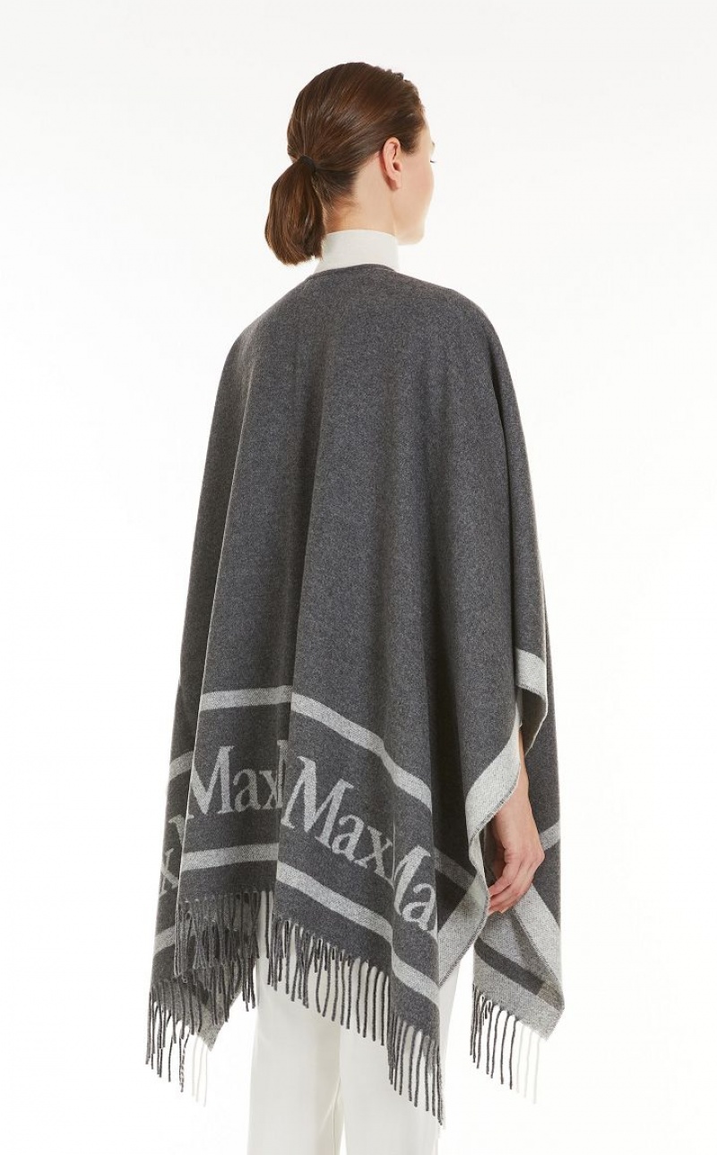 MaxMara Jacquard Wool Poncho Capes LIGHT GREY | MMR593950