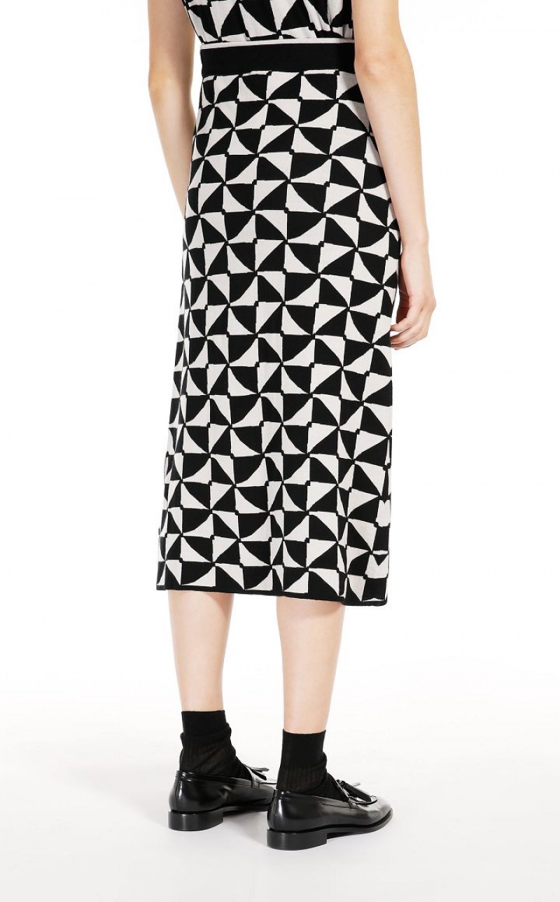 MaxMara Jacquard Wool Yarn Skirts ECRU | MMR593697