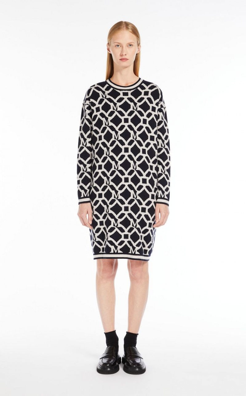 MaxMara Jacquard-knit Wool And Cashmere Dresses MIDNIGHTBLUE | MMR593351