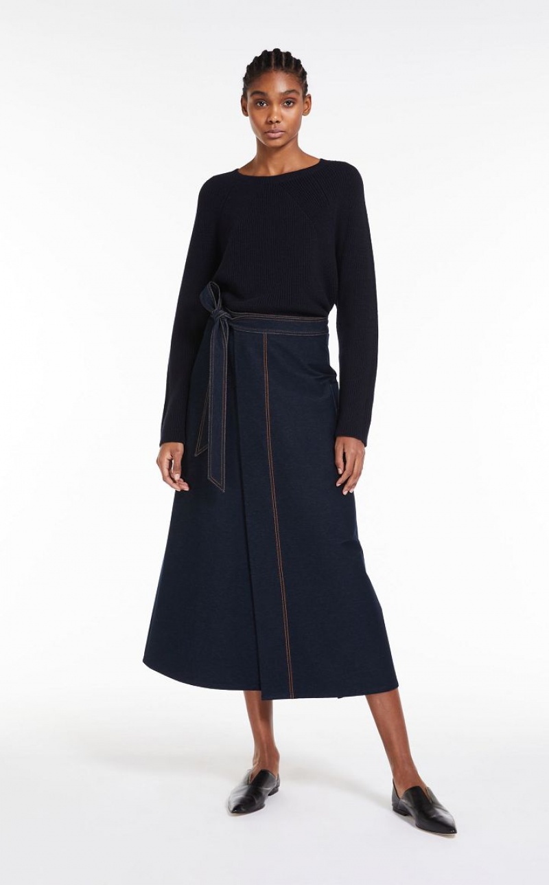 MaxMara Jersey Denim Skirts NAVY | MMR593732