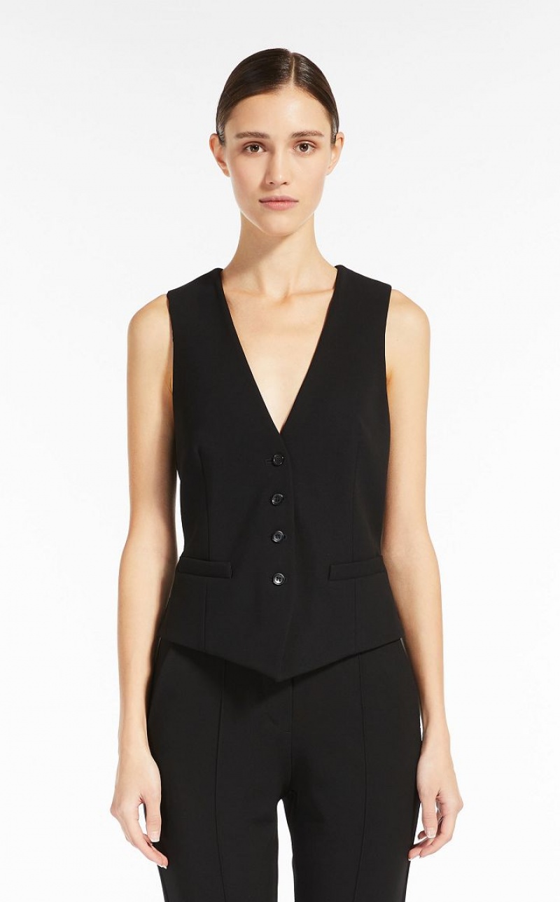 MaxMara Jersey V-neck Gilet Blazers BLACK | MMR594101