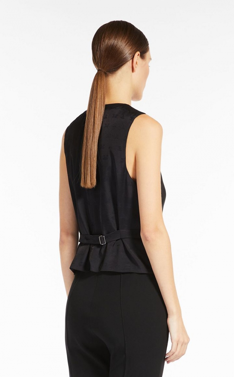 MaxMara Jersey V-neck Gilet Blazers BLACK | MMR594101