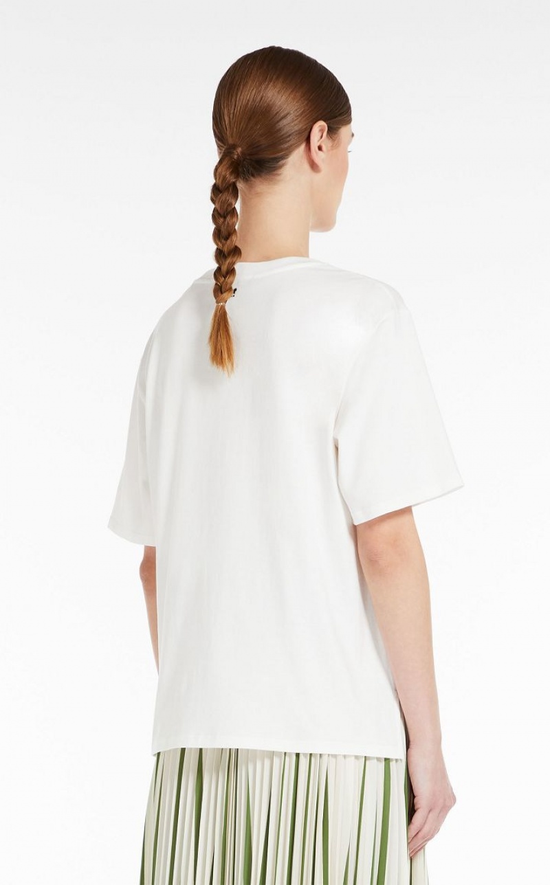 MaxMara Jersey With Print And Embroidery T-shirts WHITE | MMR593635