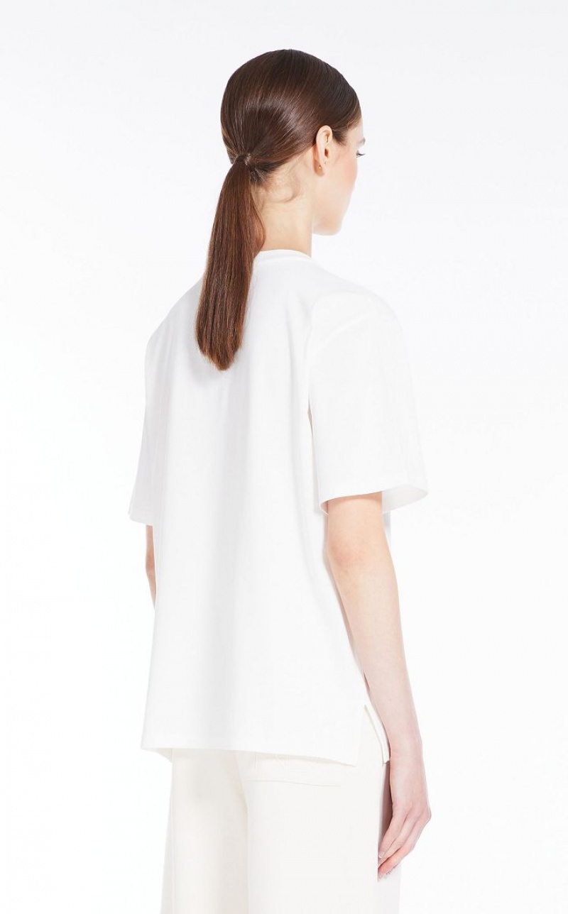 MaxMara Jersey With Print And Embroidery T-shirts WHITE | MMR593649