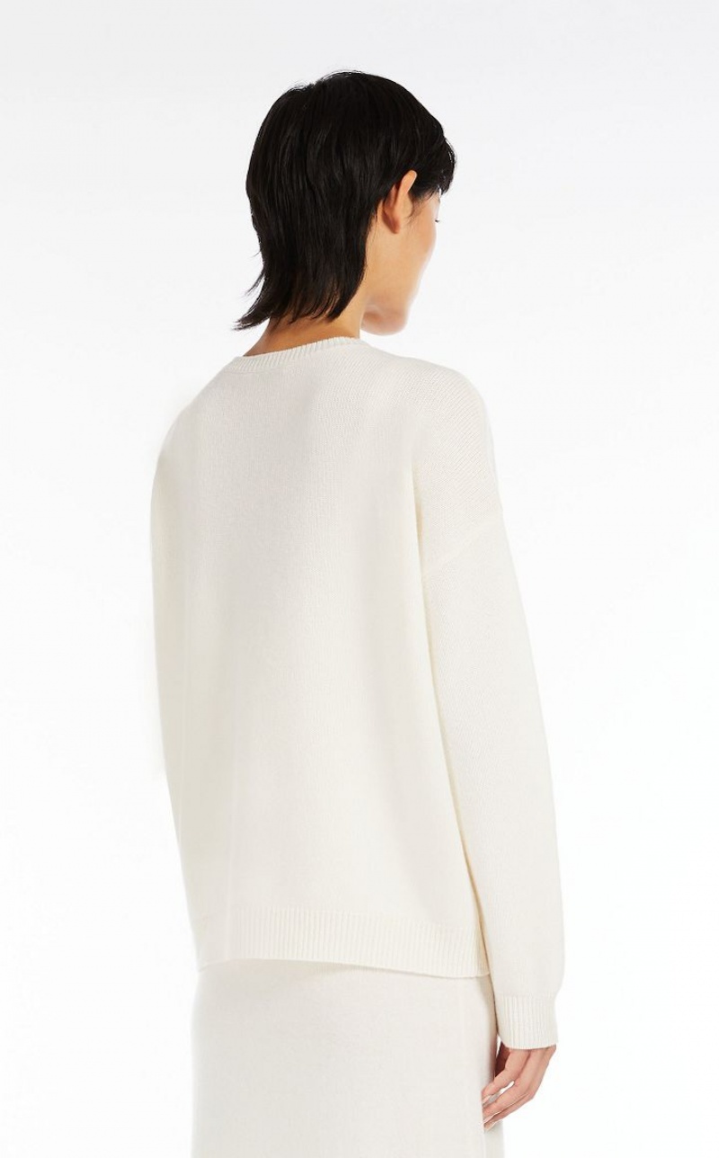 MaxMara Jewel Embroidered Cashmere Knitwear WHITE | MMR593421