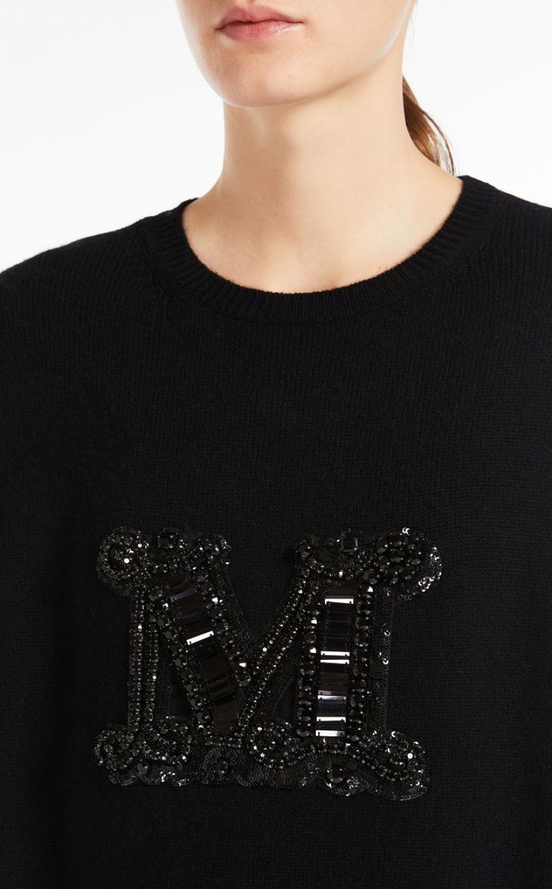 MaxMara Jewel Embroidered Cashmere Knitwear BLACK | MMR593424