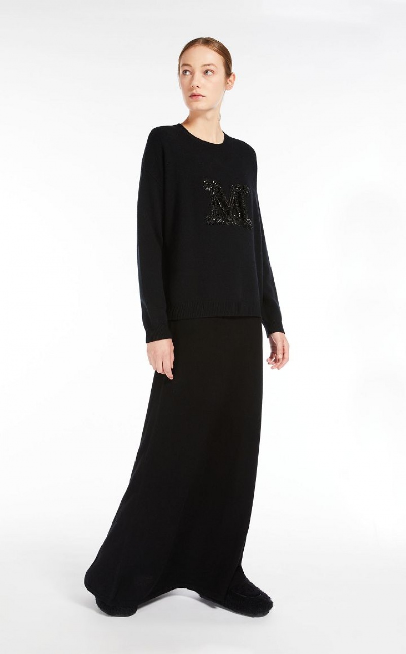 MaxMara Jewel Embroidered Cashmere Knitwear BLACK | MMR593424