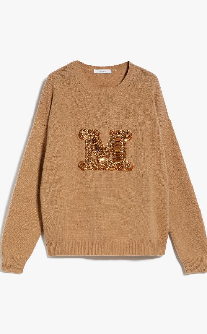 MaxMara Jewel Embroidered Cashmere Knitwear CAMEL | MMR593426