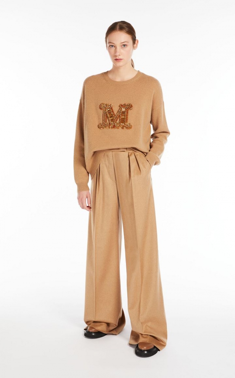 MaxMara Jewel Embroidered Cashmere Knitwear CAMEL | MMR593426