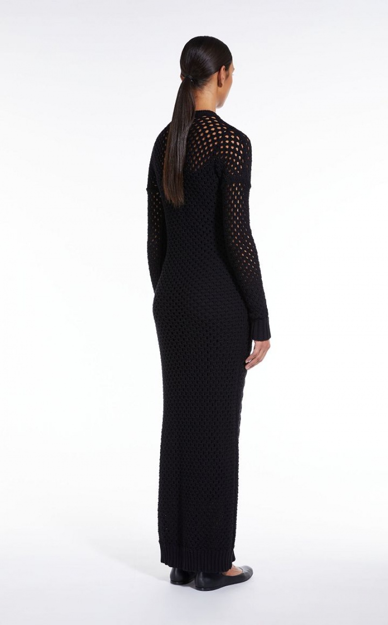 MaxMara Knitted With Openwork Sleeves Dresses BLACK | MMR593362