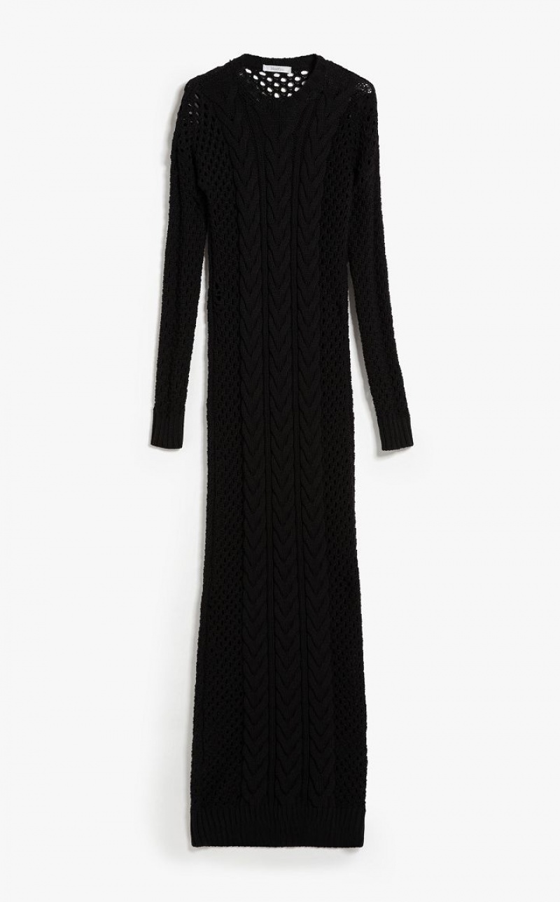 MaxMara Knitted With Openwork Sleeves Dresses BLACK | MMR593362