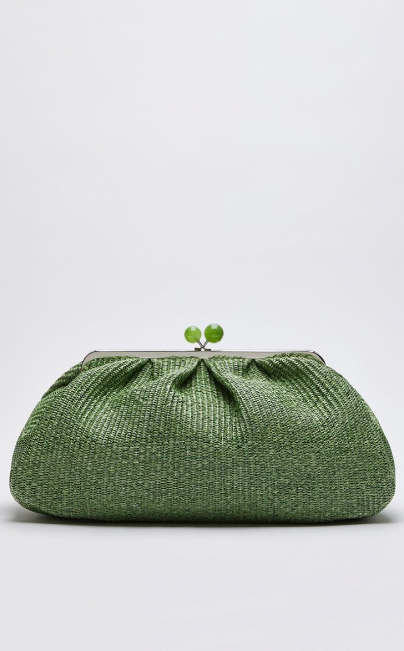 MaxMara Large Pasticcinoin Raffia Weekend Bag GREEN | MMR594145