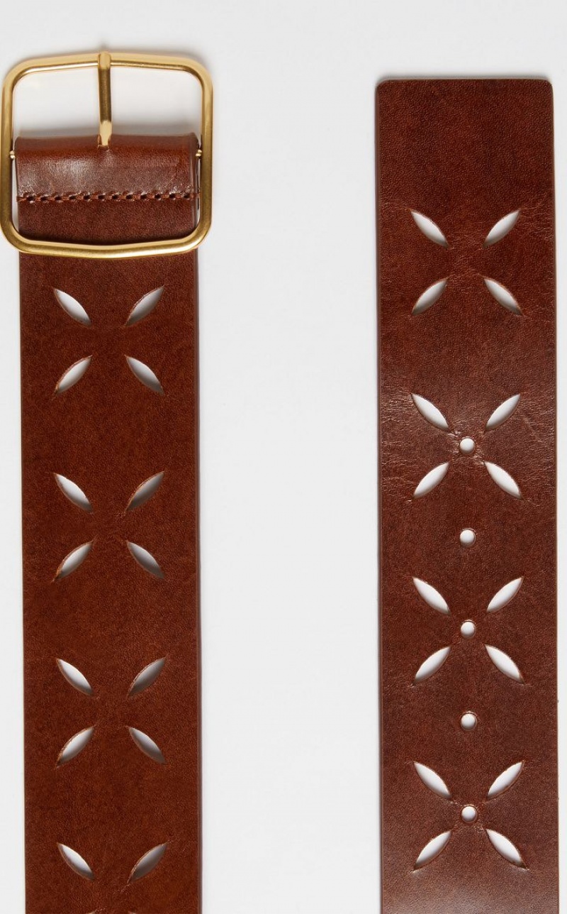 MaxMara Laser-cut Leather Belts TOBACCO | MMR594253