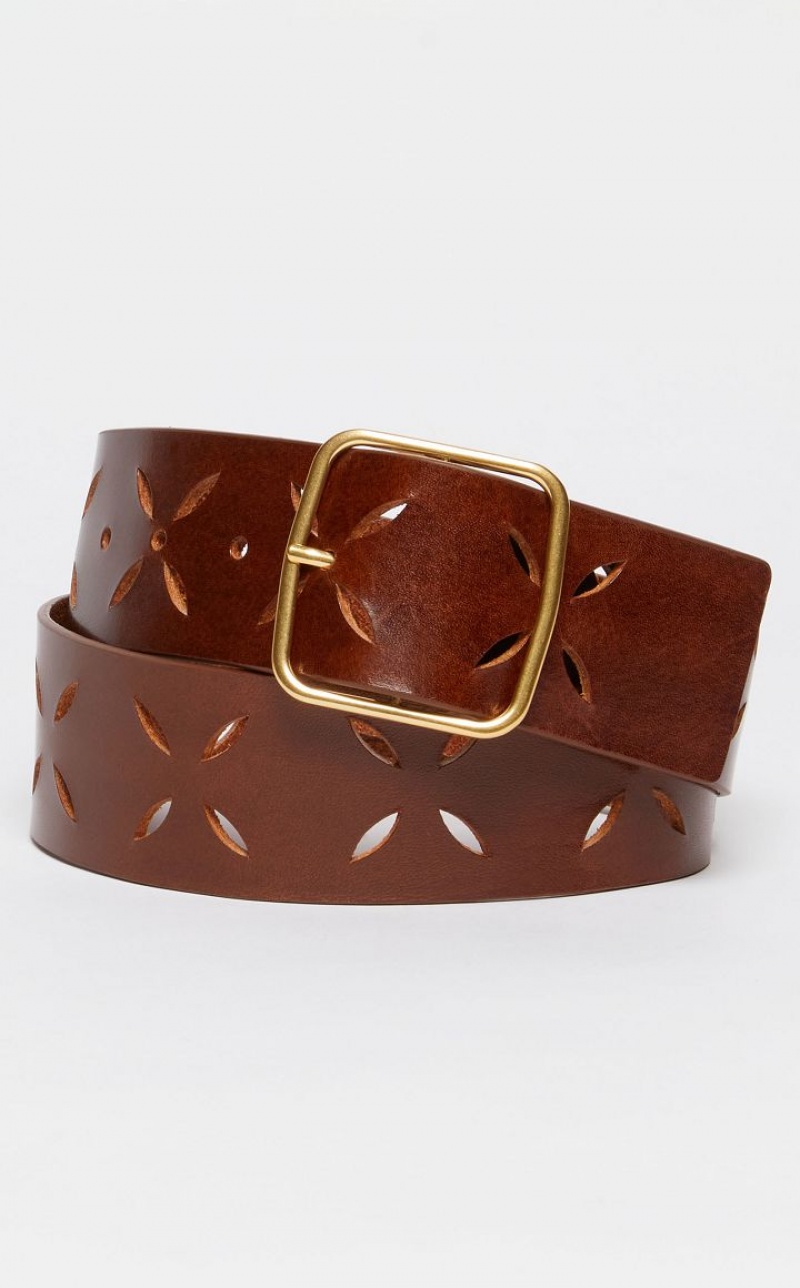 MaxMara Laser-cut Leather Belts TOBACCO | MMR594253