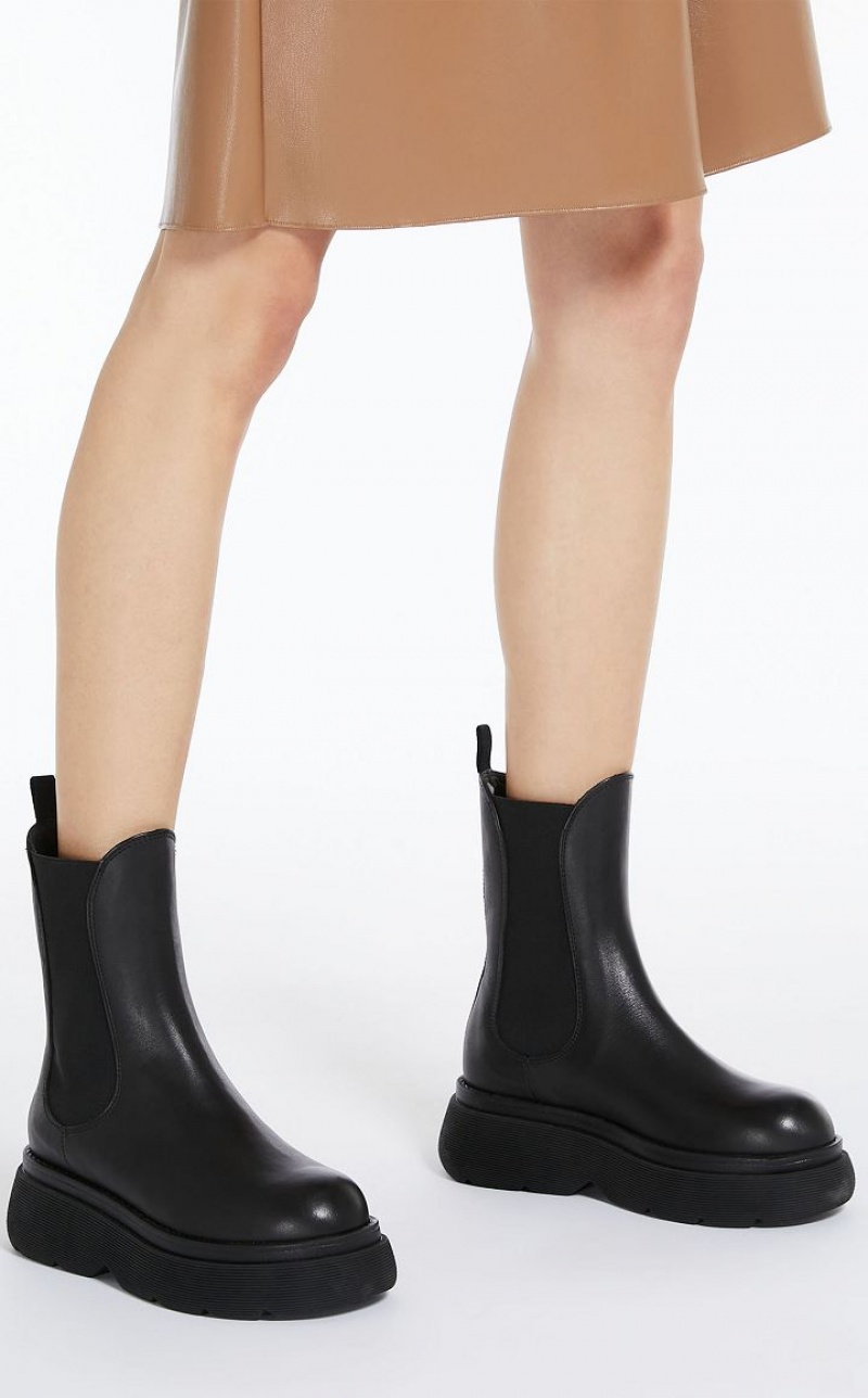 MaxMara Leather Ankle Boots BLACK | MMR594187