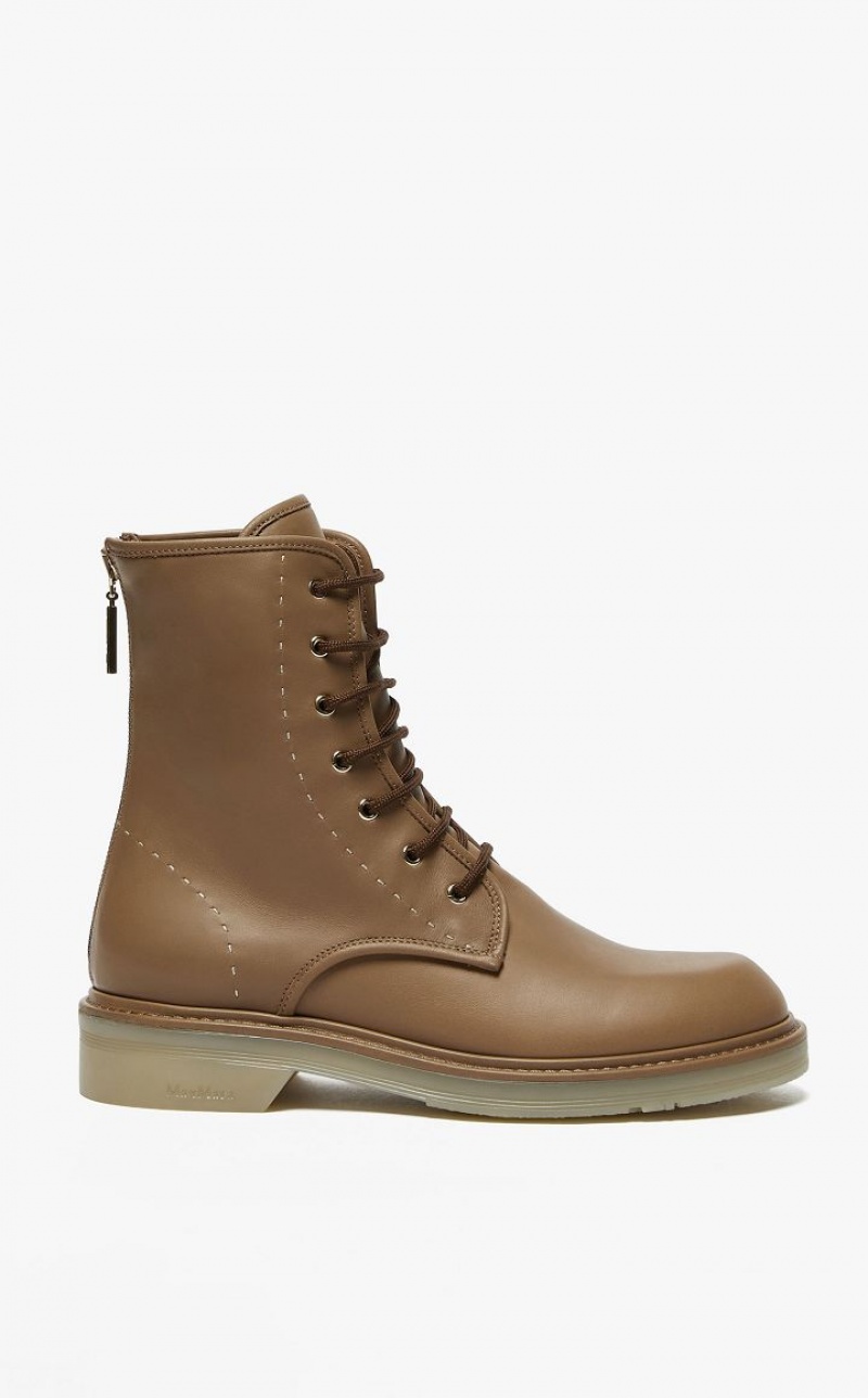 MaxMara Leather Ankle Boots HAZELNUT BROWN | MMR594189