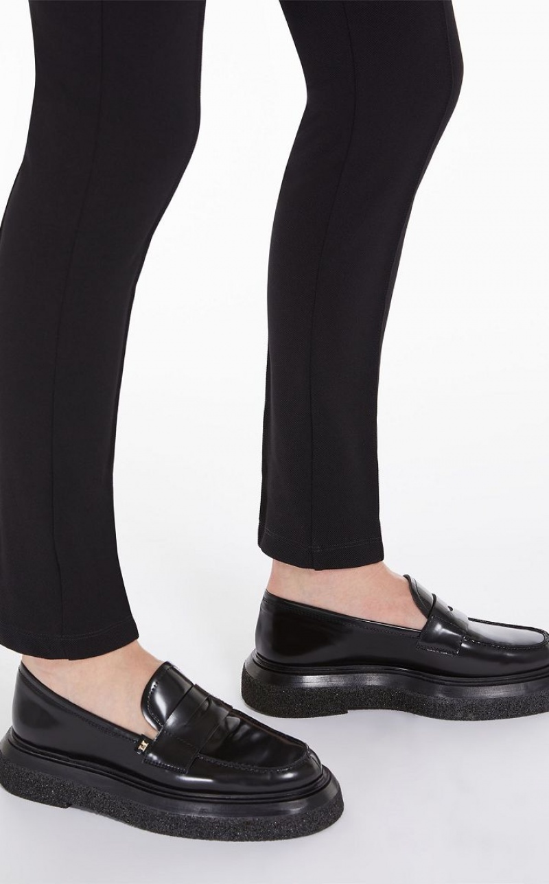 MaxMara Leather Flat Shoes BLACK | MMR594220