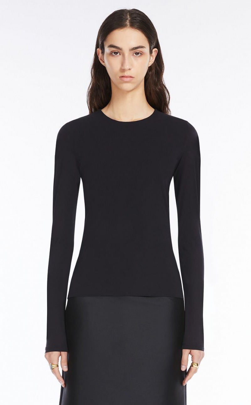 MaxMara Lightweight Jersey T-shirts BLACK | MMR593676