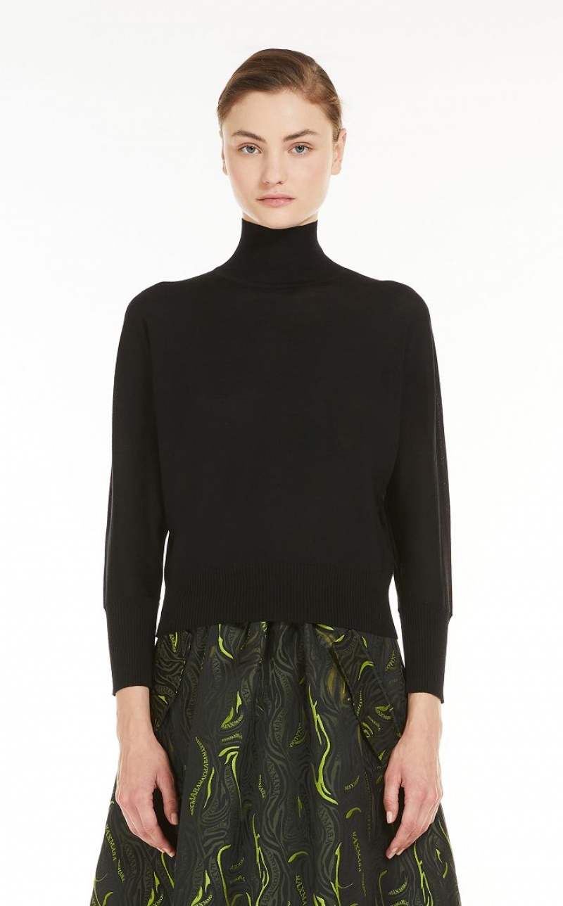 MaxMara Lightweight Wool Turtleneck Knitwear BLACK | MMR593427