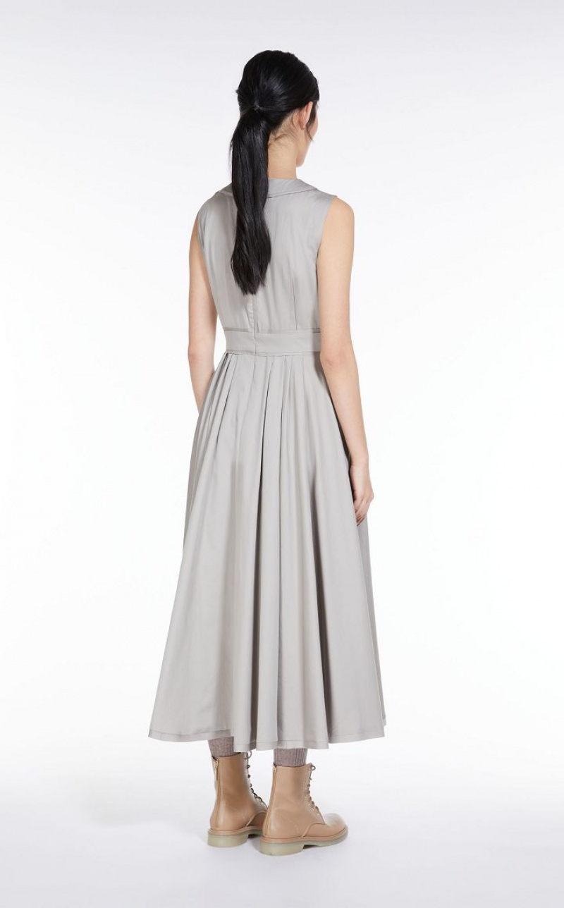 MaxMara Long Cotton Satin Dresses LIGHT GREY | MMR593376