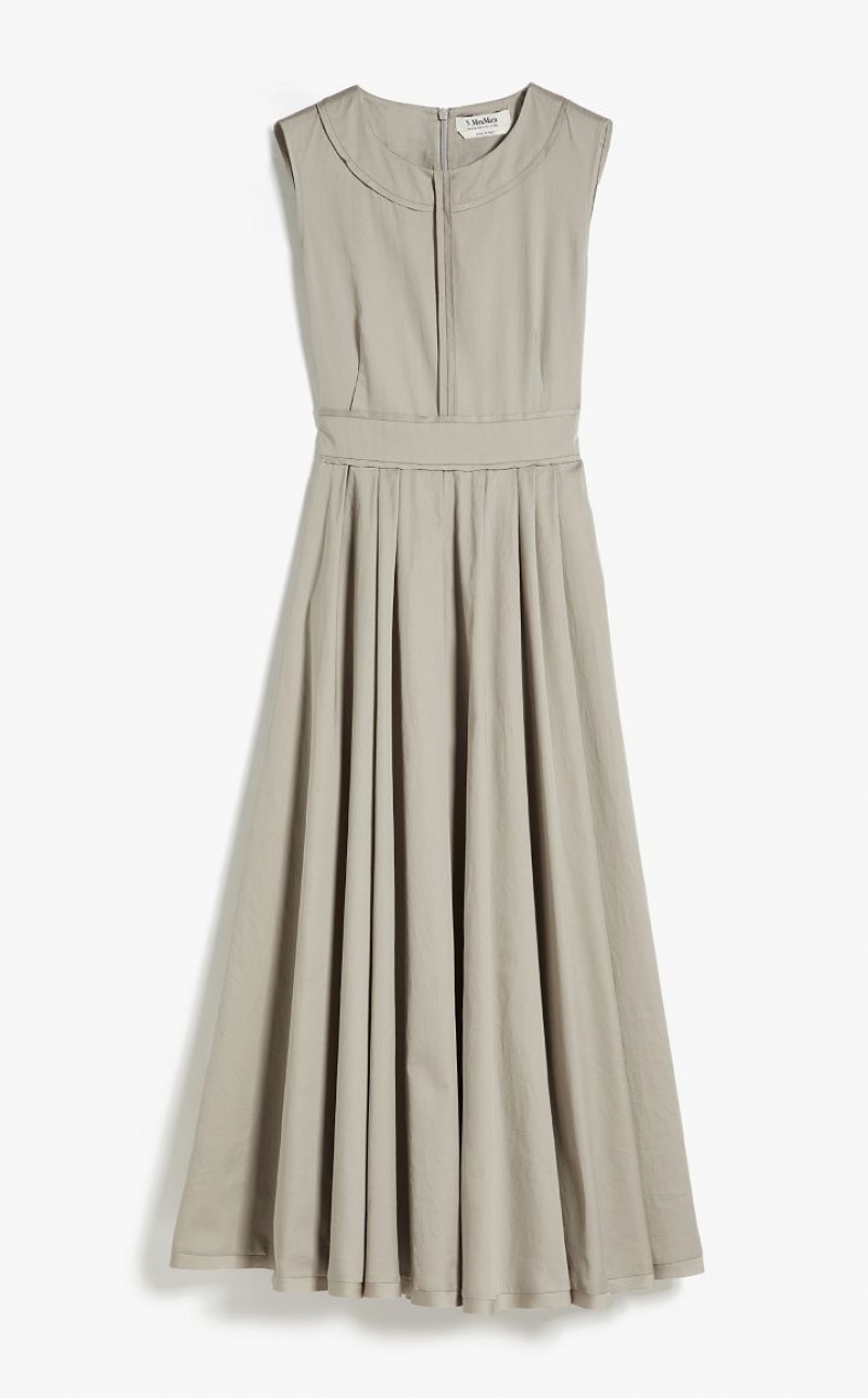 MaxMara Long Cotton Satin Dresses LIGHT GREY | MMR593376