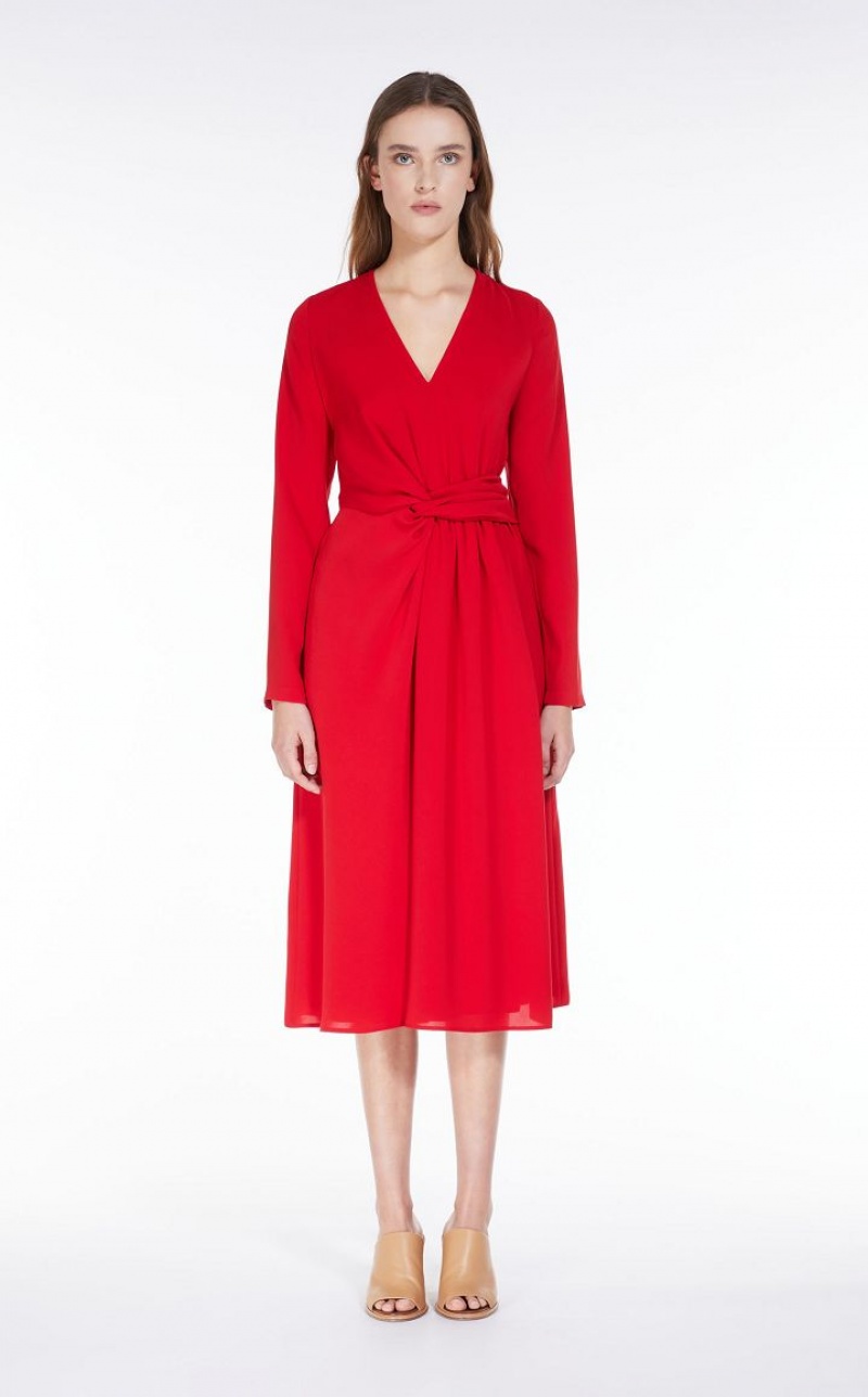 MaxMara Long Draped Cady Dresses RED | MMR593384