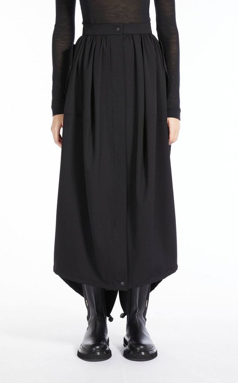 MaxMara Long, Gabardine Wool Skirts BLACK | MMR593703