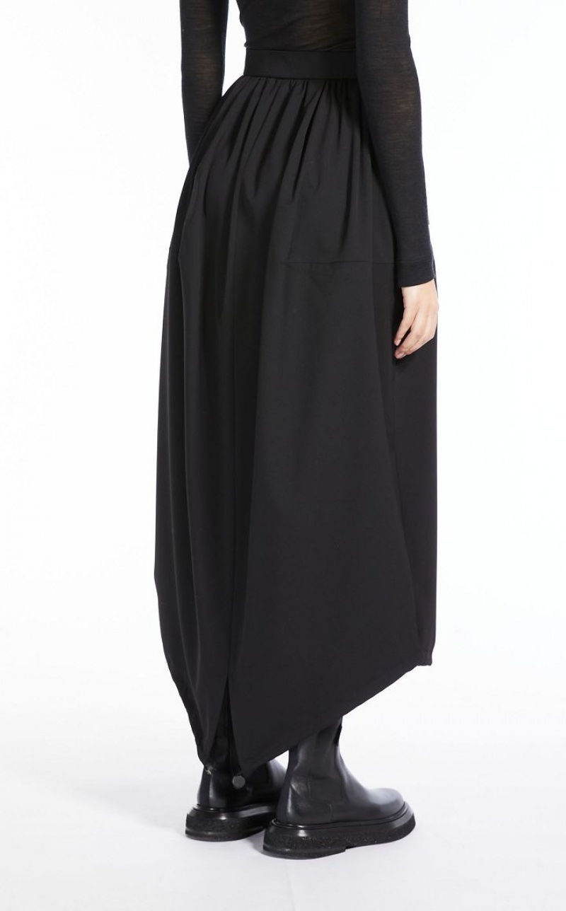 MaxMara Long, Gabardine Wool Skirts BLACK | MMR593703