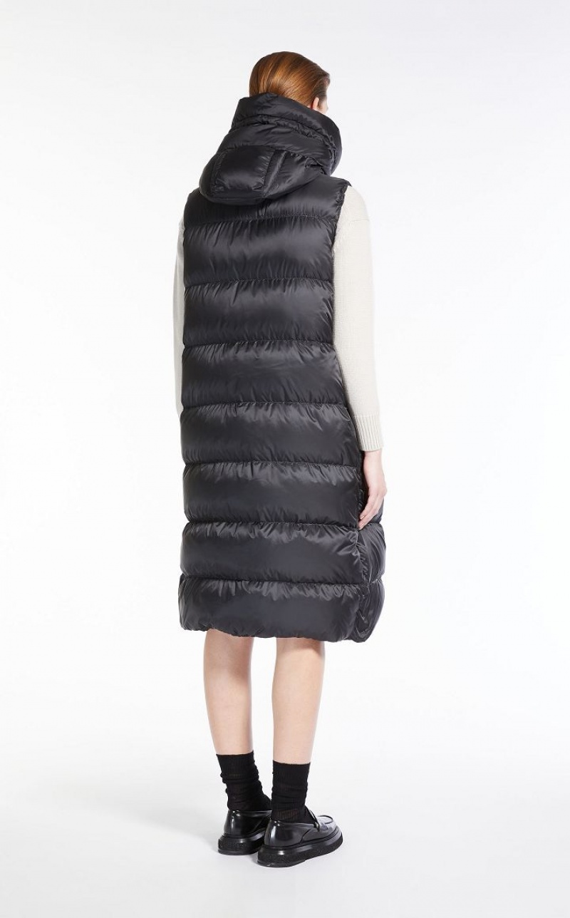 MaxMara Long Gilet In Water-resistant Canvas Padded BLACK | MMR593977