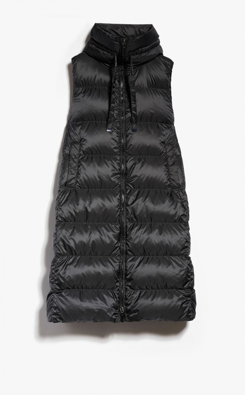 MaxMara Long Gilet In Water-resistant Canvas Padded BLACK | MMR593977