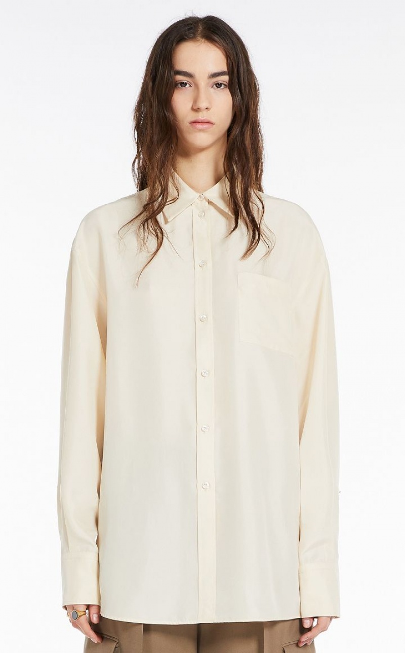 MaxMara Long In Habotai Silk Blouses IVORY | MMR593552