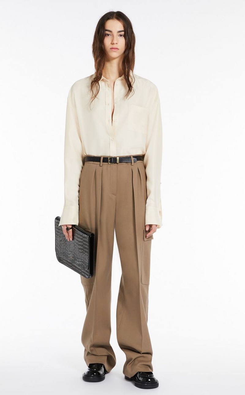 MaxMara Long In Habotai Silk Blouses IVORY | MMR593552