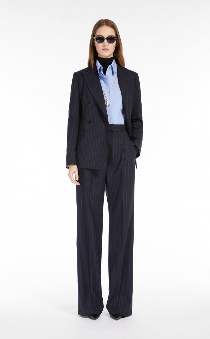 MaxMara Long Pinstripe Gabardine Suit NAVY | MMR593506