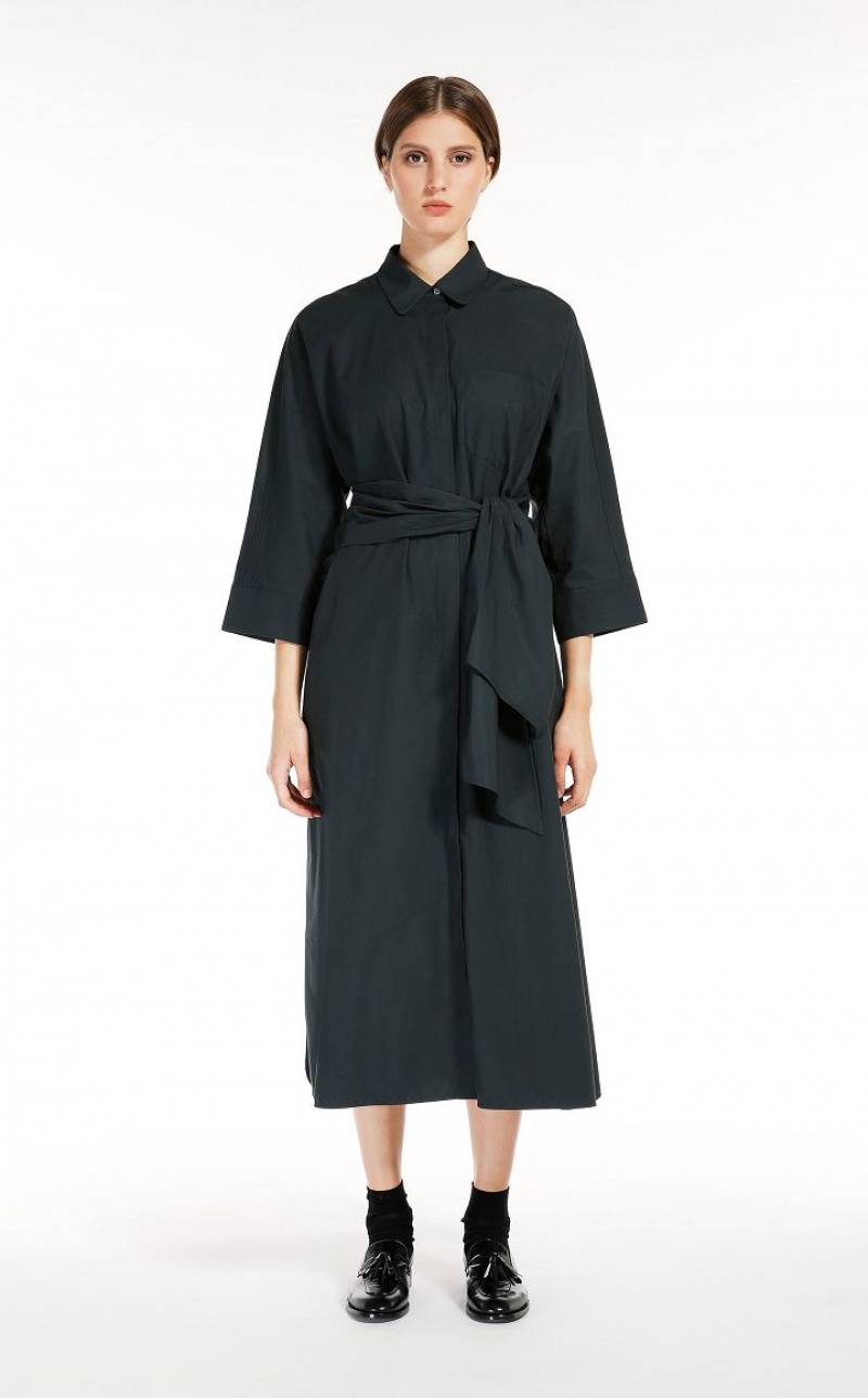 MaxMara Long Poplin Shirt Dresses MOSS GREEN | MMR593300