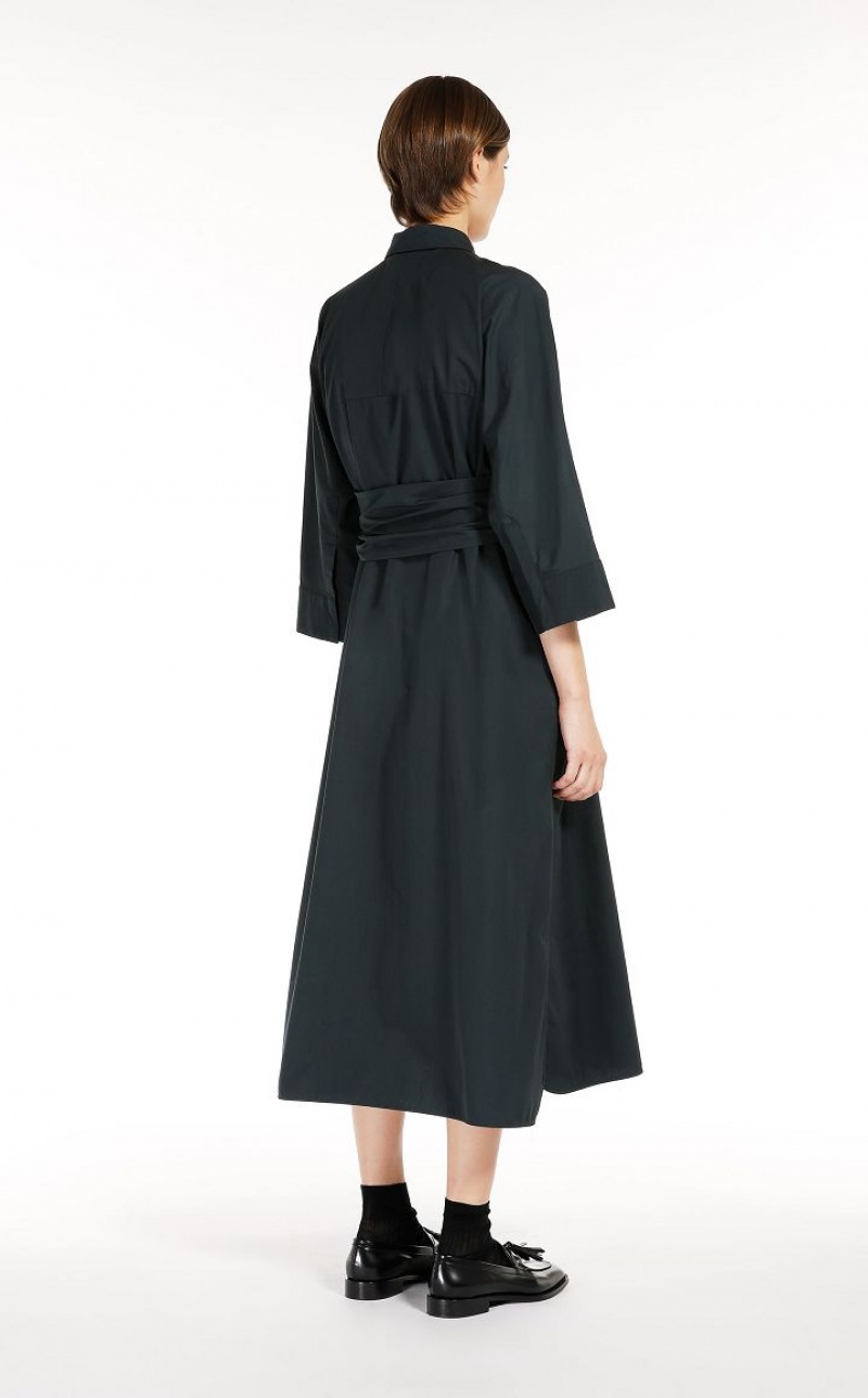 MaxMara Long Poplin Shirt Dresses MOSS GREEN | MMR593300