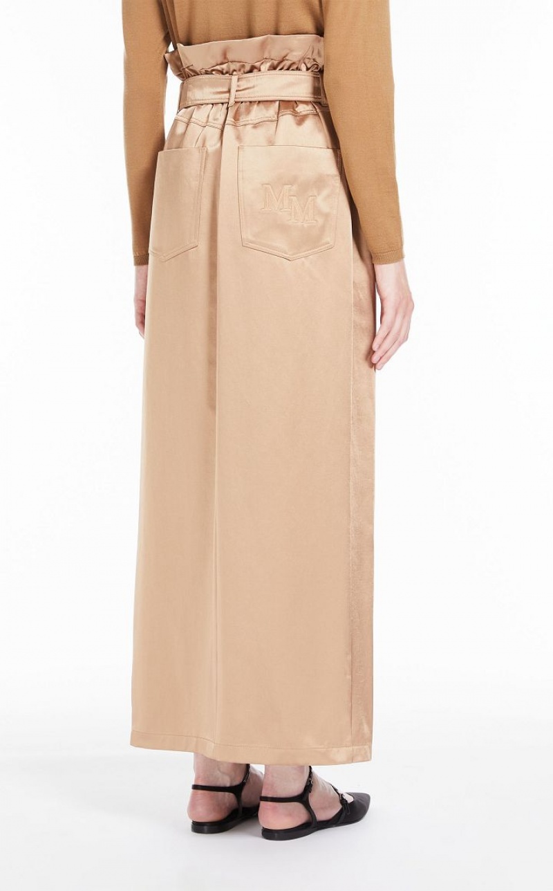 MaxMara Long Satin Skirts CAMEL | MMR593700