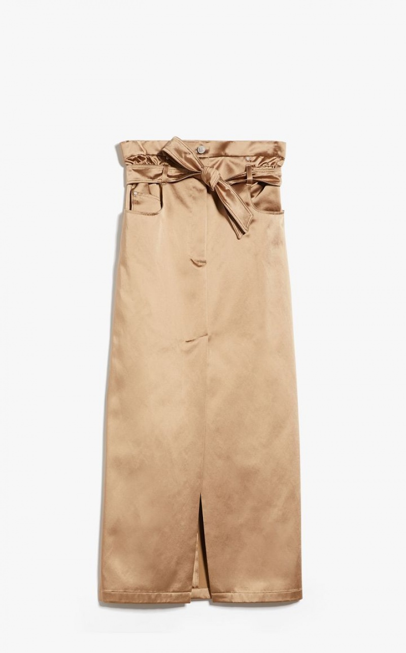 MaxMara Long Satin Skirts CAMEL | MMR593700