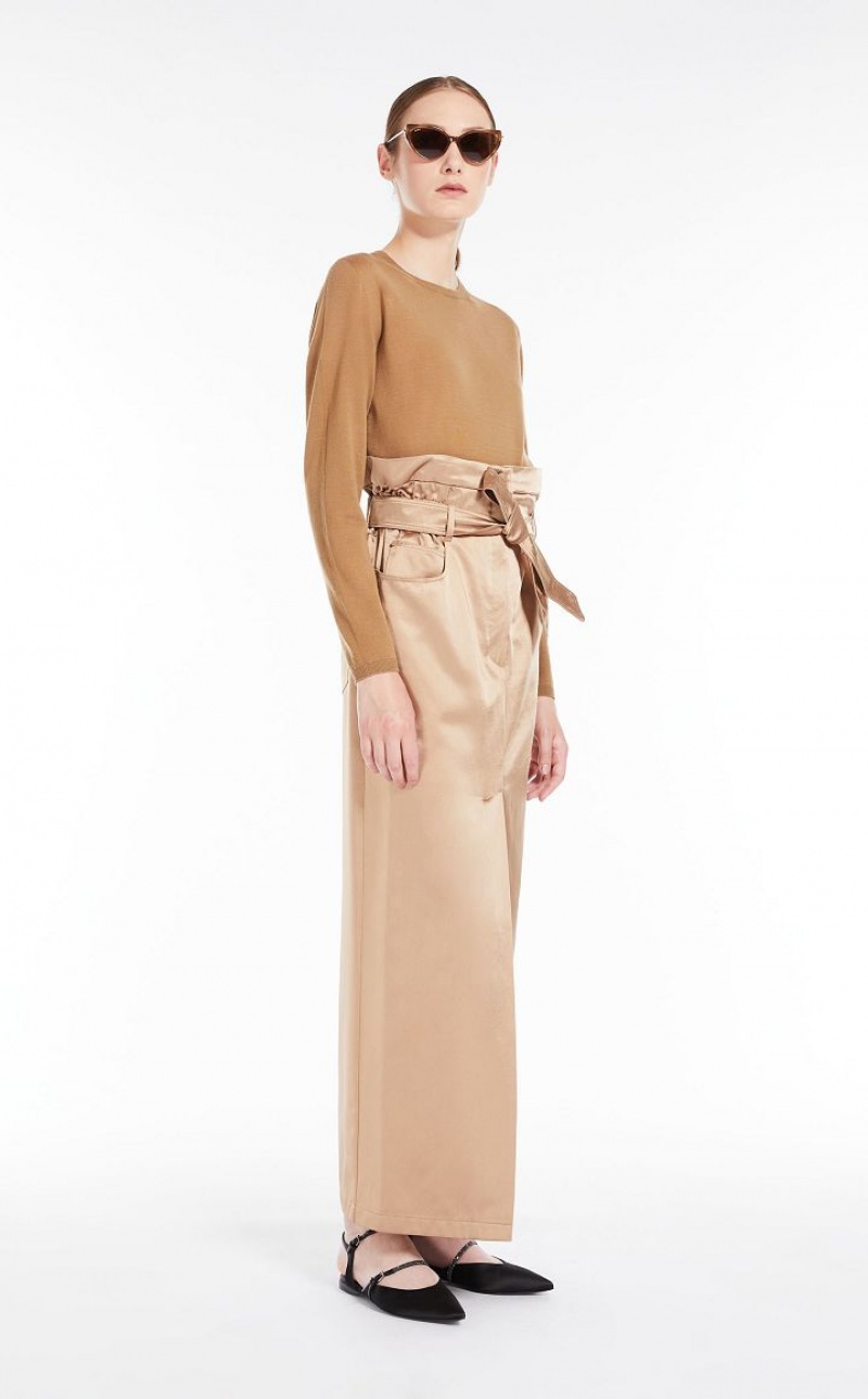 MaxMara Long Satin Skirts CAMEL | MMR593700