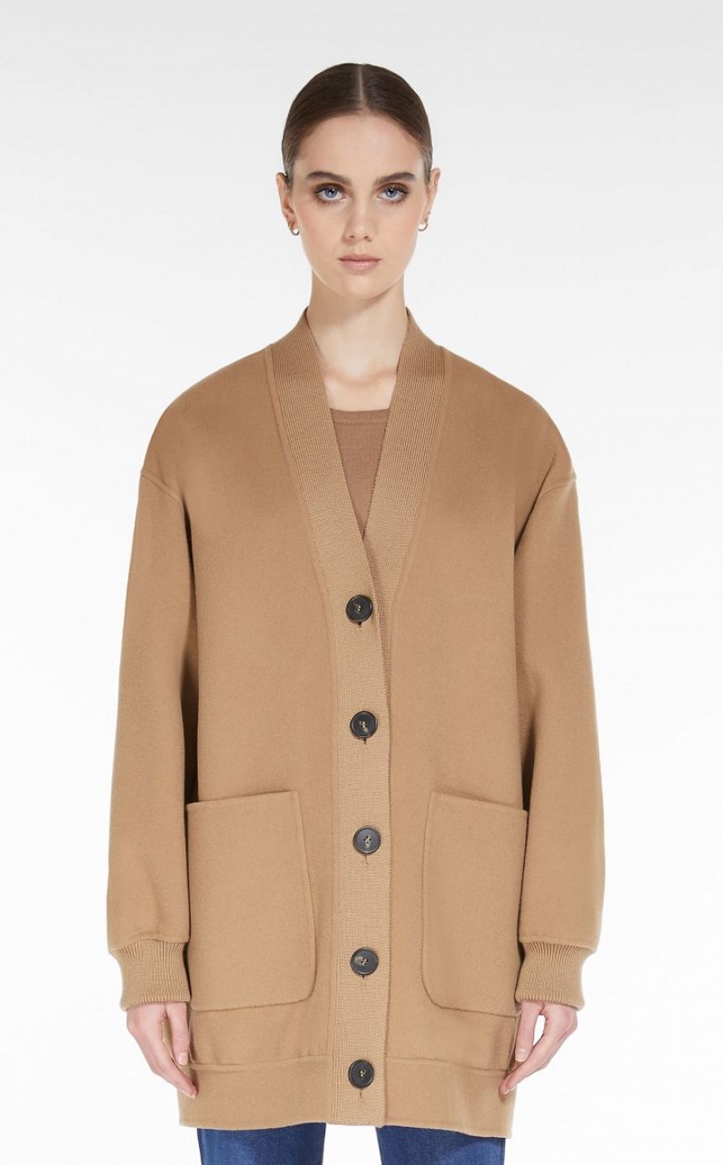 MaxMara Long Wool Cardigan Knitwear CAMEL | MMR593422