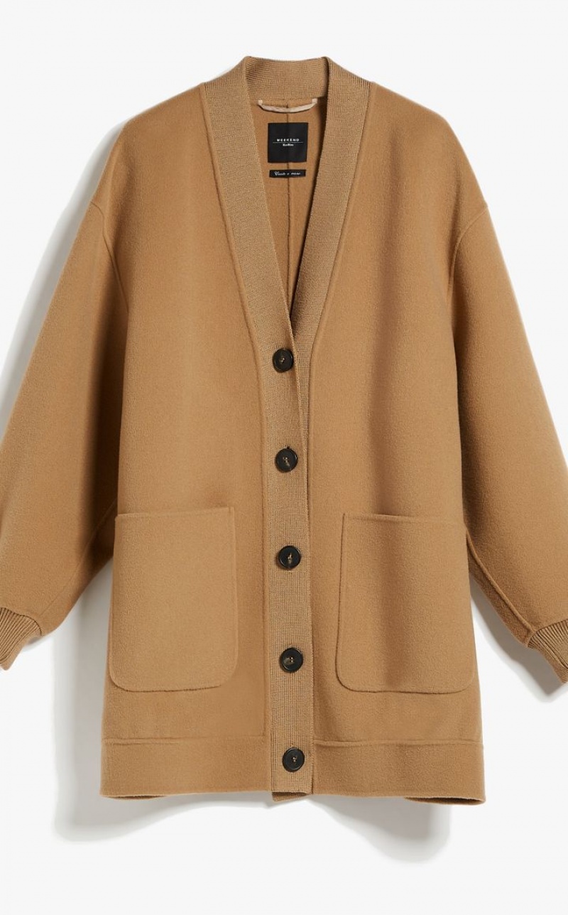 MaxMara Long Wool Cardigan Knitwear CAMEL | MMR593422