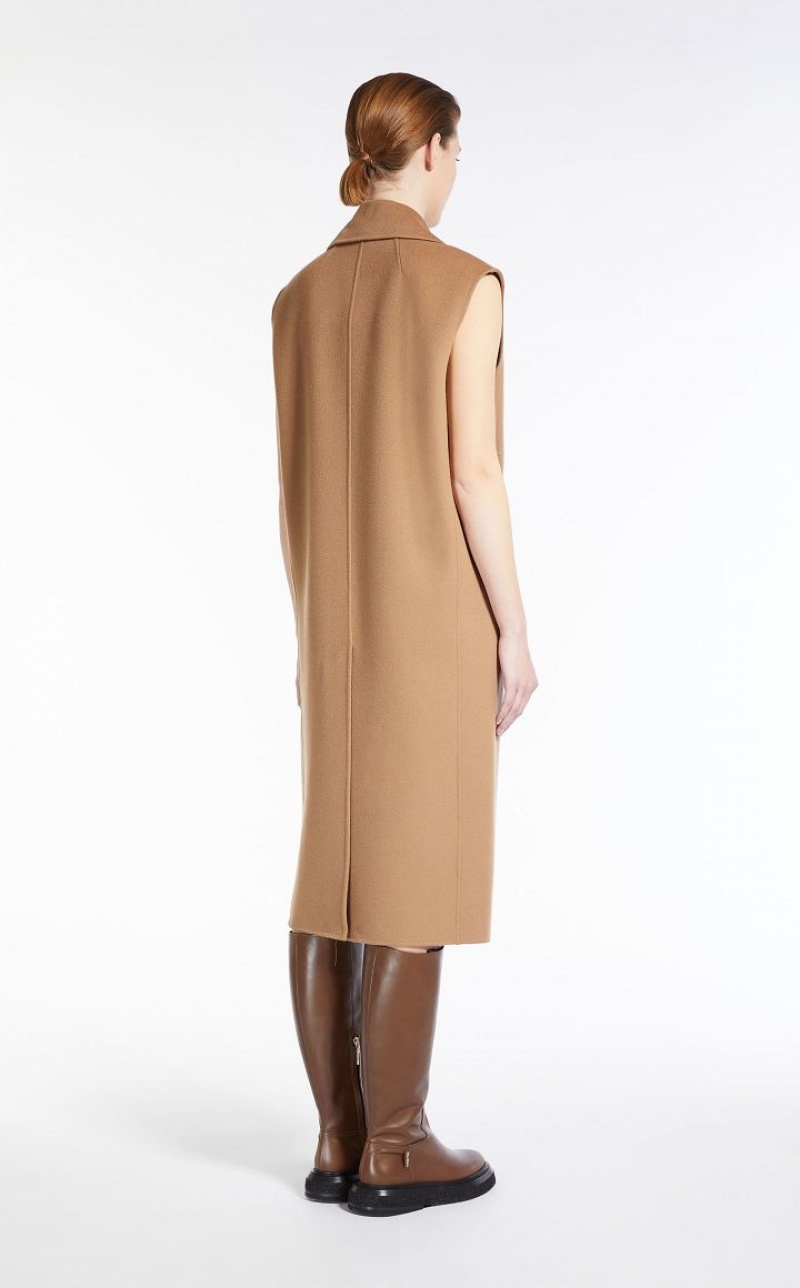 MaxMara Long Wool Gilet Coats CAMEL | MMR593859