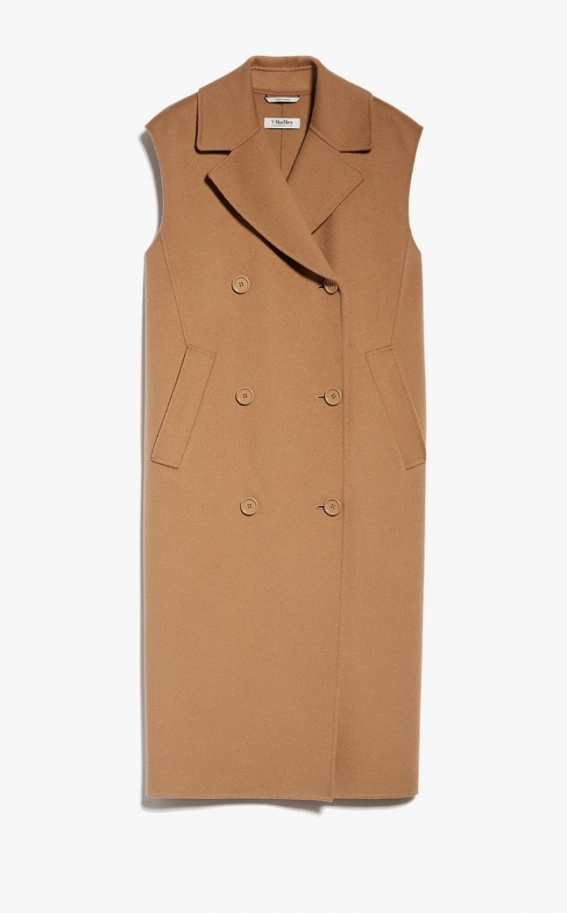 MaxMara Long Wool Gilet Coats CAMEL | MMR593859