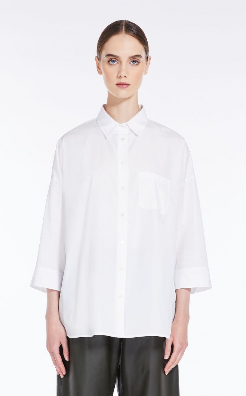 MaxMara Loose In Striped Poplin Blouses OPTICAL WHITE | MMR593594