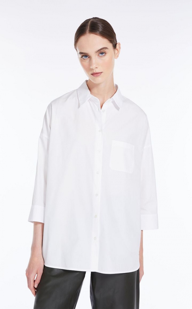 MaxMara Loose In Striped Poplin Blouses OPTICAL WHITE | MMR593594