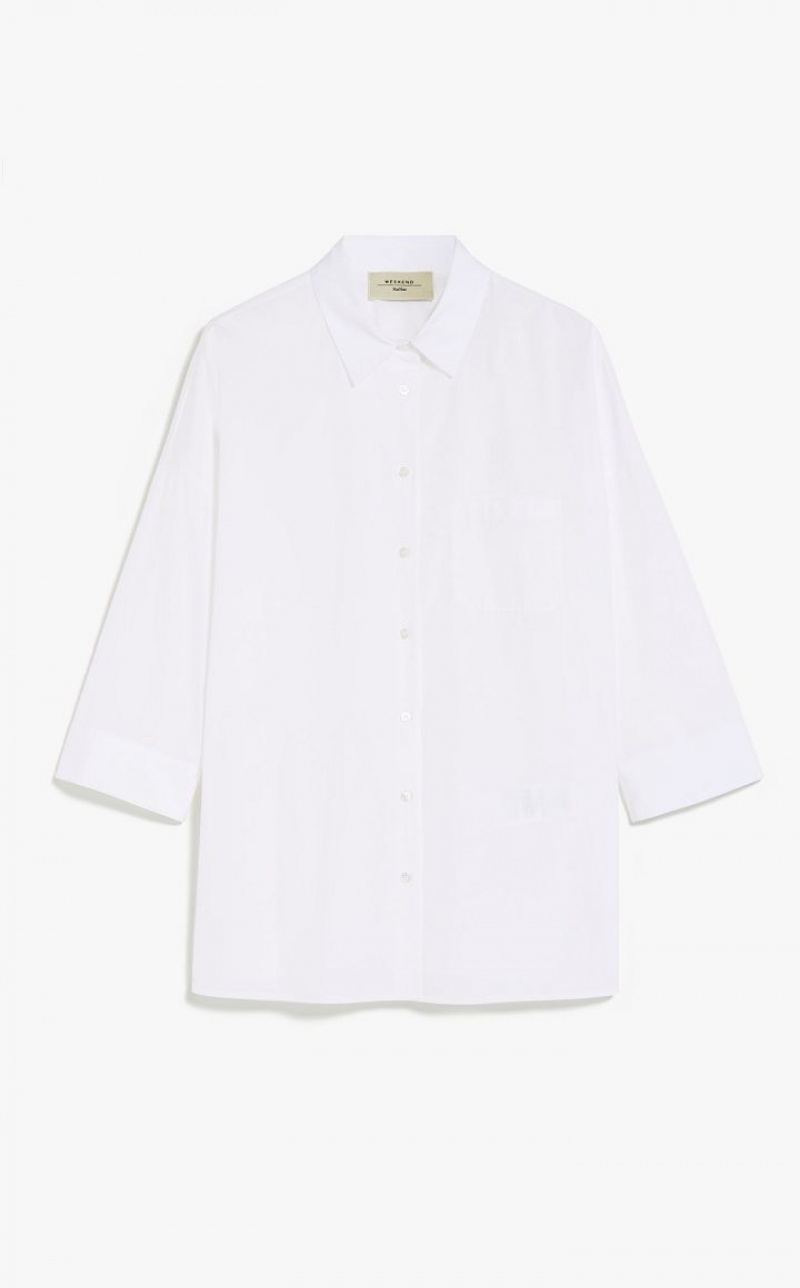 MaxMara Loose In Striped Poplin Blouses OPTICAL WHITE | MMR593594